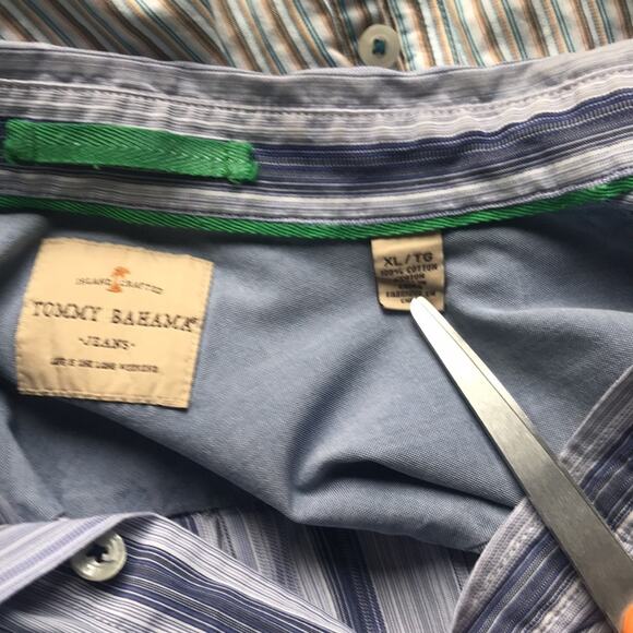 Tommy Bahama Cotton Blue Striped Men's Button Down Shirt with Pocket Size XL - Picture 6 of 6